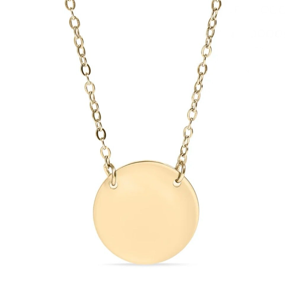 Gold Circle Necklace Engraving