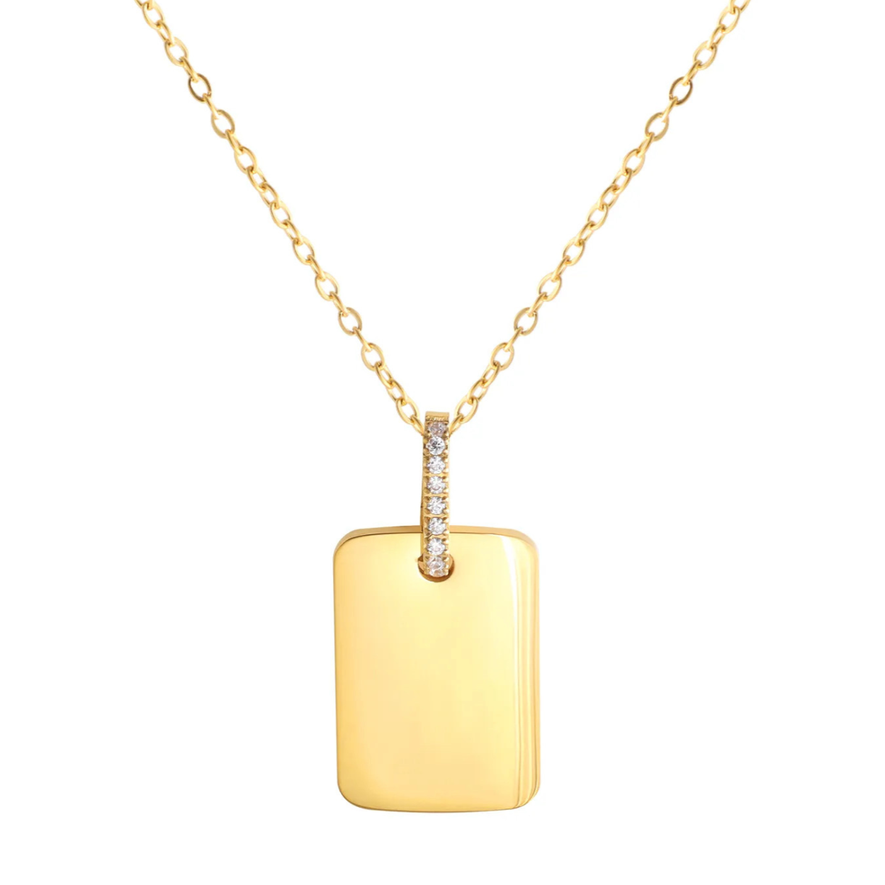 Rectangle Charm Large Necklace Engraving
