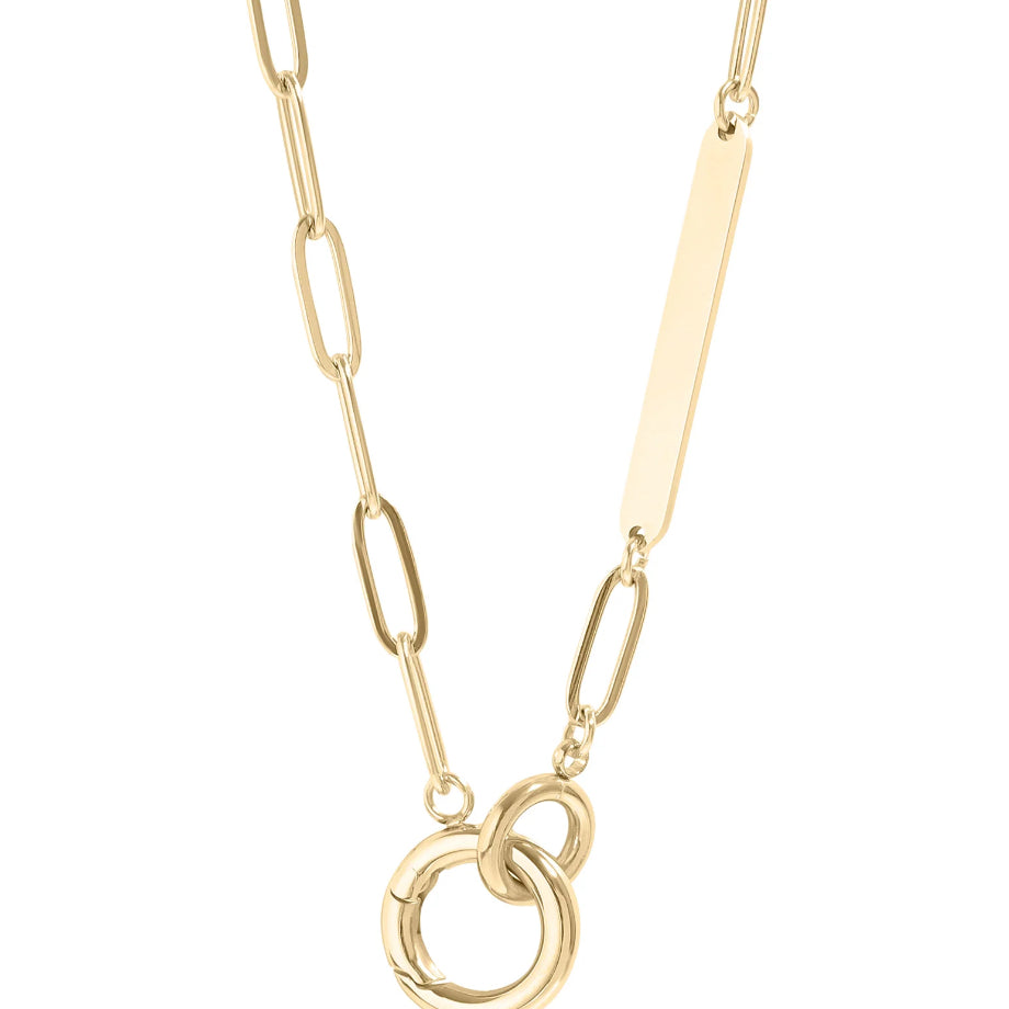 Gold Carabiner Bar Necklace Engraving