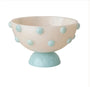 Marbled Resin Hobnail Footed Bowl, Pink and Blue