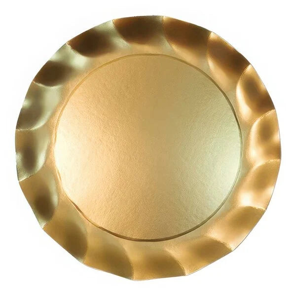 Satin Gold Wavy Paper Salad Plates/8ct