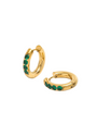 Pave Green Huggie Hoops
