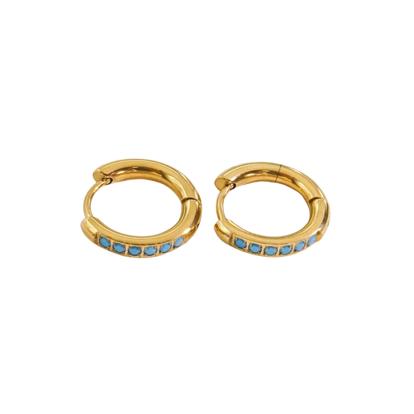 Turquoise Huggie Hoops