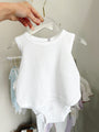 2 piece sleeveless with diaper cover- white