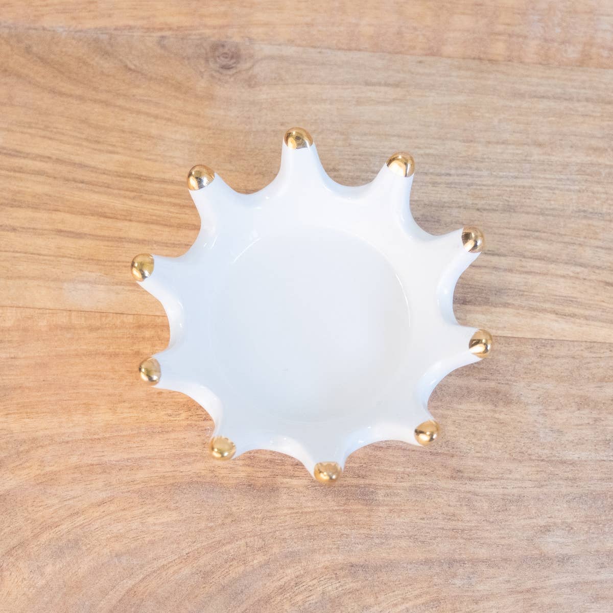 Royal Crown Trinket Dish White/Gold 4.25"