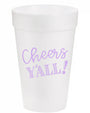 Cheers Y'all Lavender Styrofoam Cups