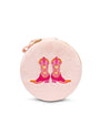 Velvet Jewelry Zip Case / Organizer - Cowgirl Boots - Pink