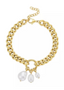Pearl Charm Curb Chain Bracelet