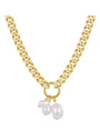 Pearl Charm Curb Chain Necklace
