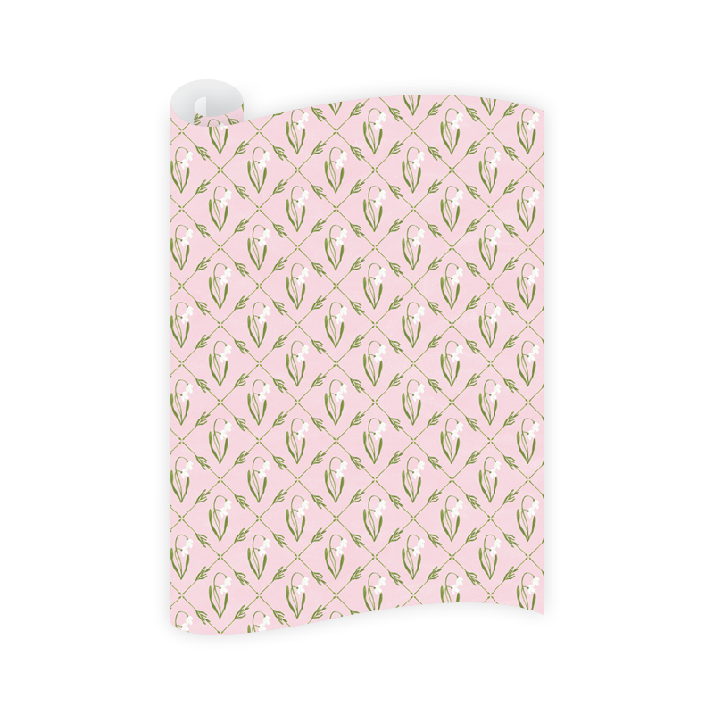 Snowdrop Meadow Pink Wrapping Paper Roll