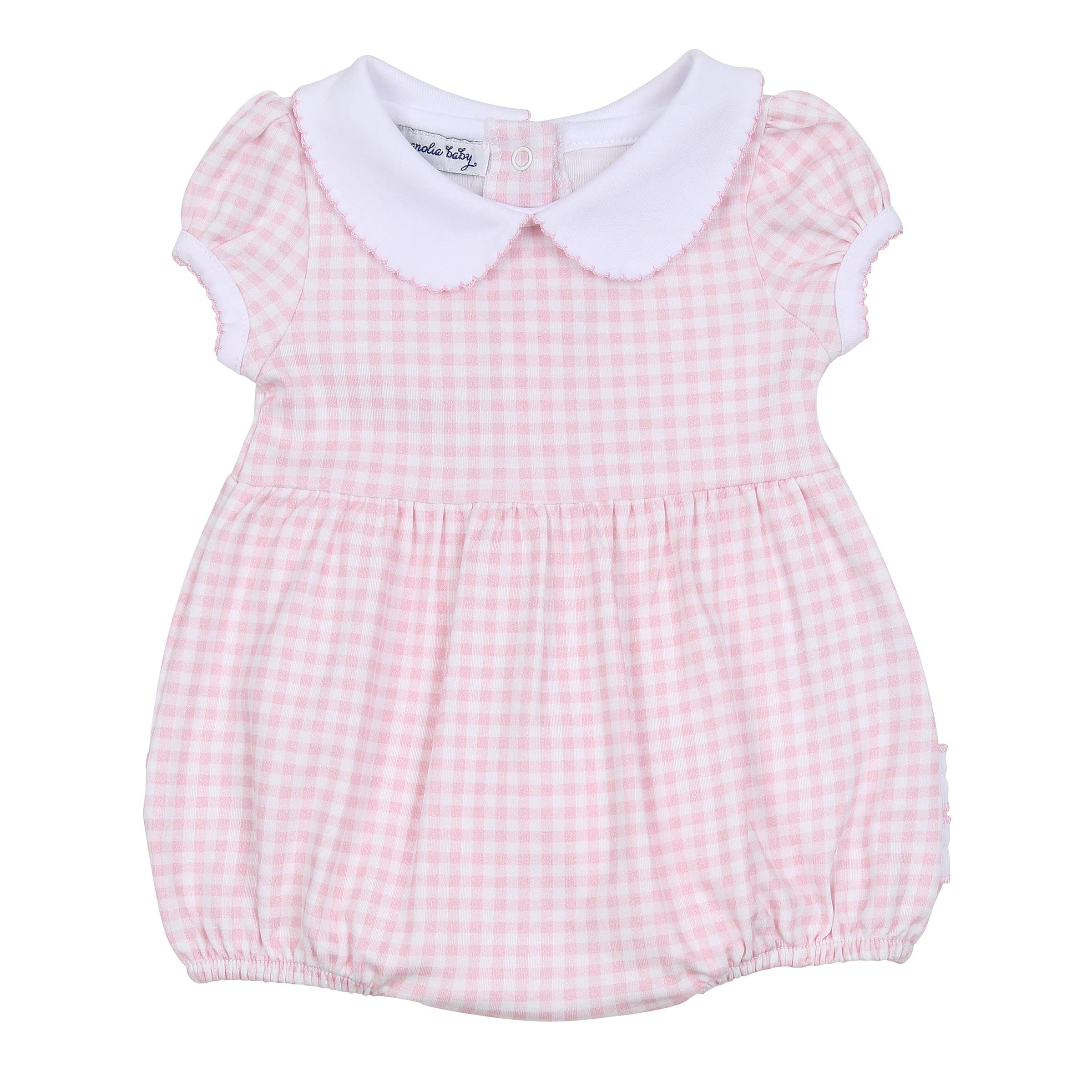 Mini Checks Collared S/S Bubble - Pink