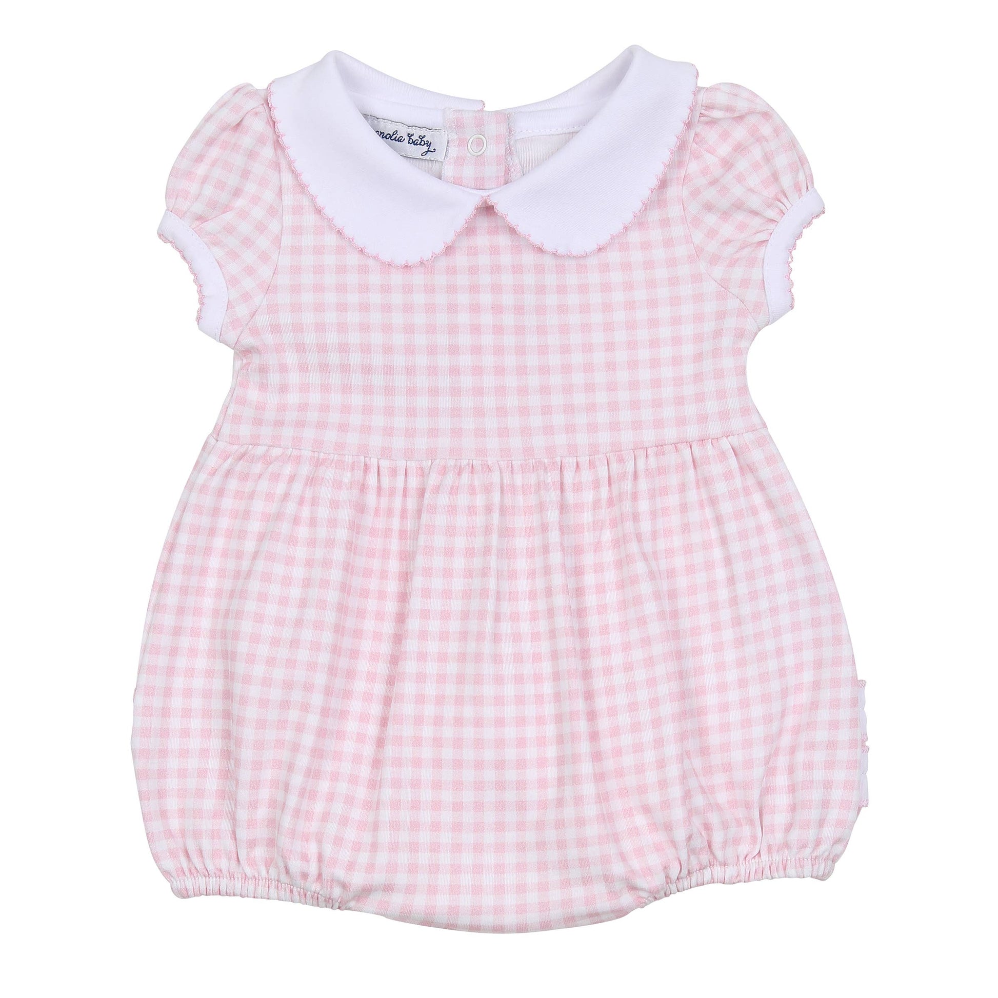 Mini Checks Collared S/S Bubble - Pink