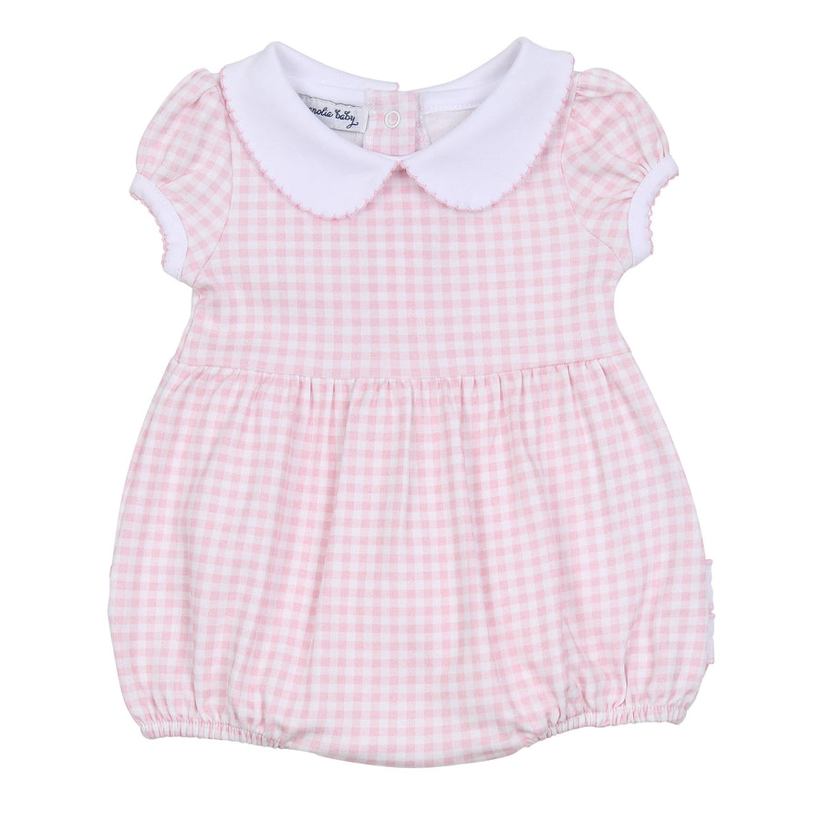 Mini Checks Collared S/S Bubble - Pink