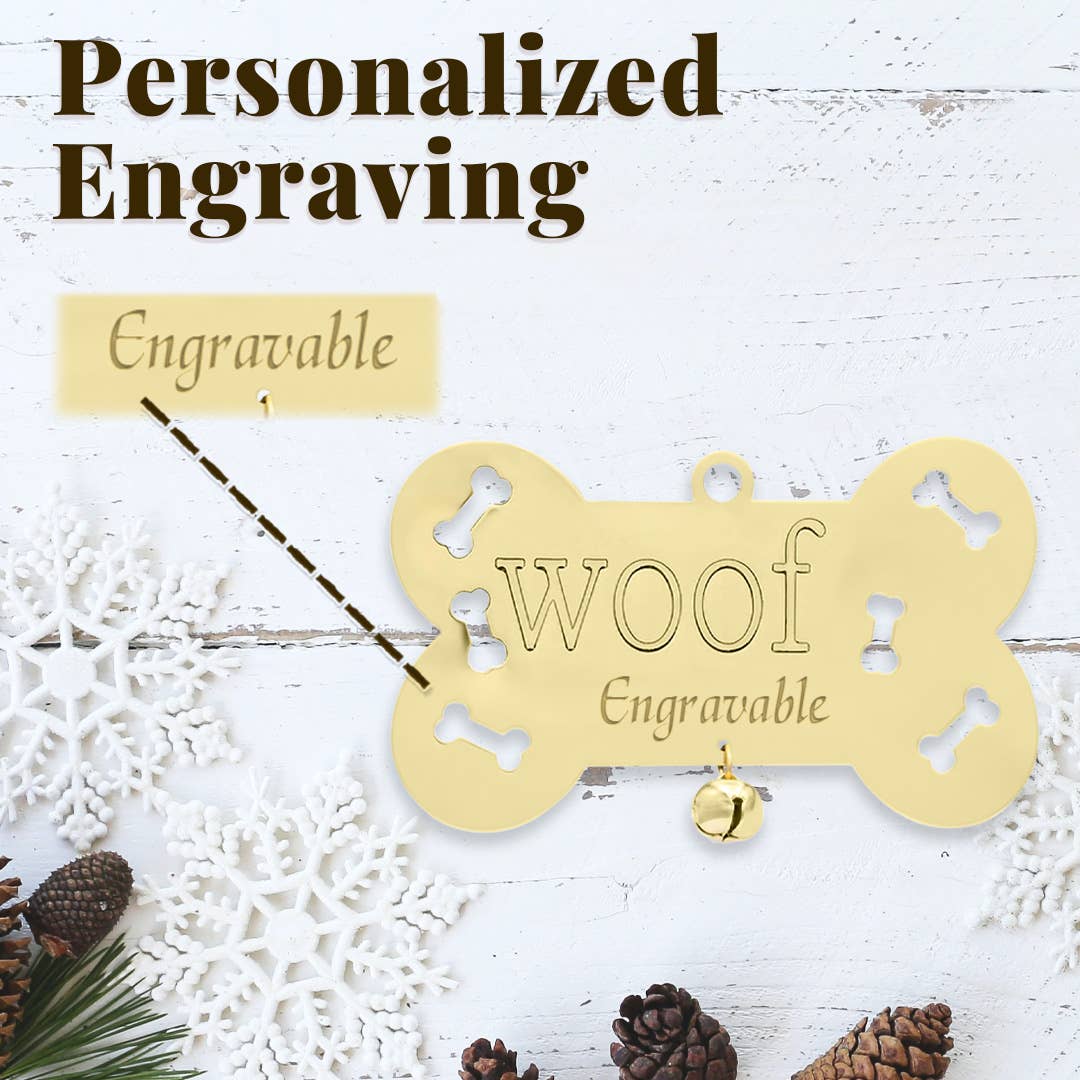 Woof Dog Bone Ornament with Bell