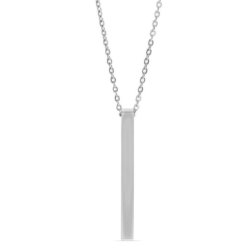 Silver Four Sided Bar Necklace Engraving