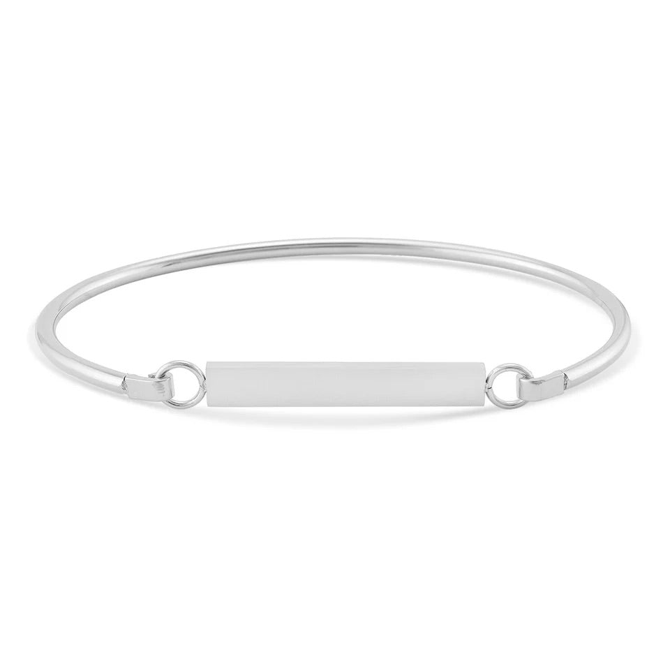 Silver Flat Bar Bracelet Engraving