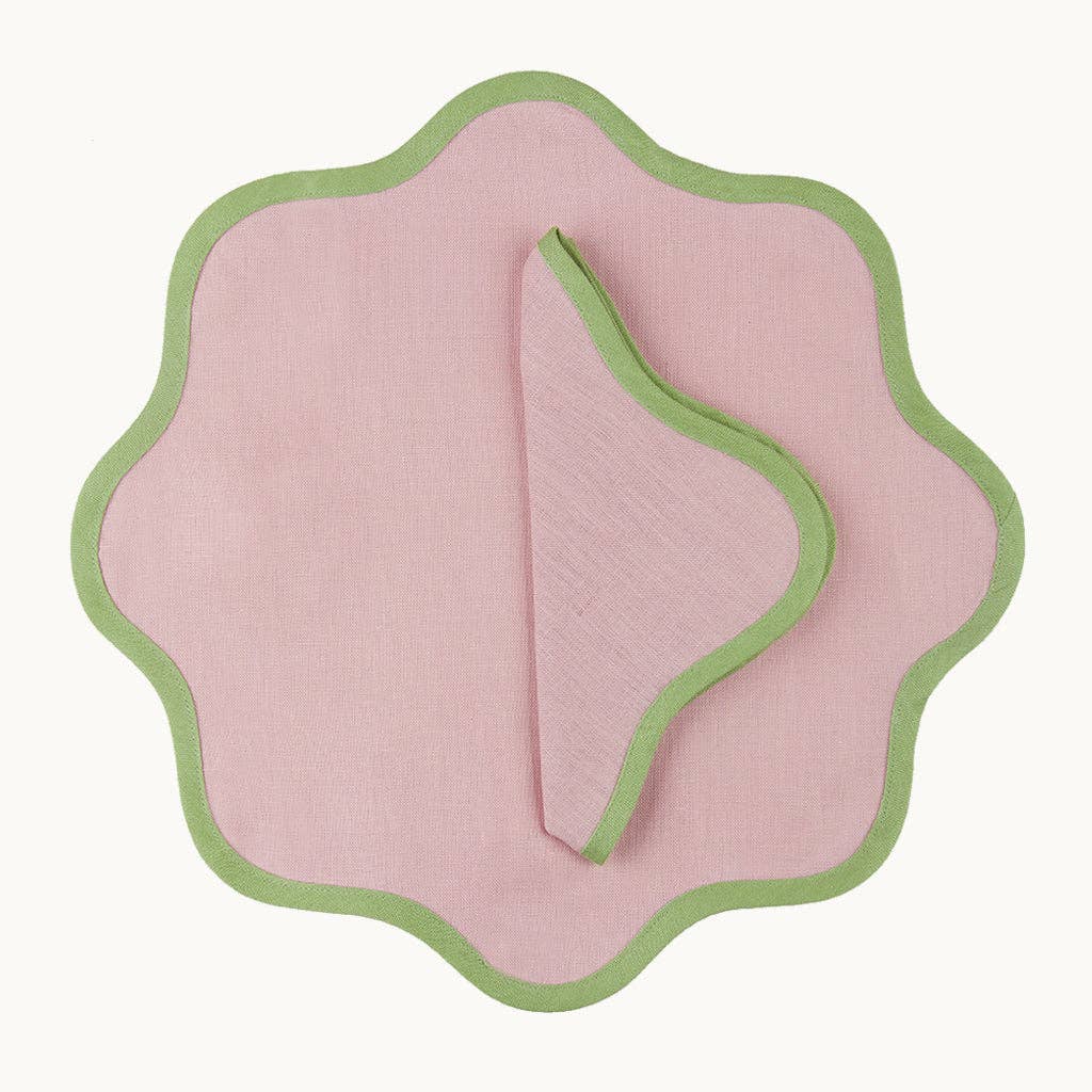 Daisy pink linen placemat