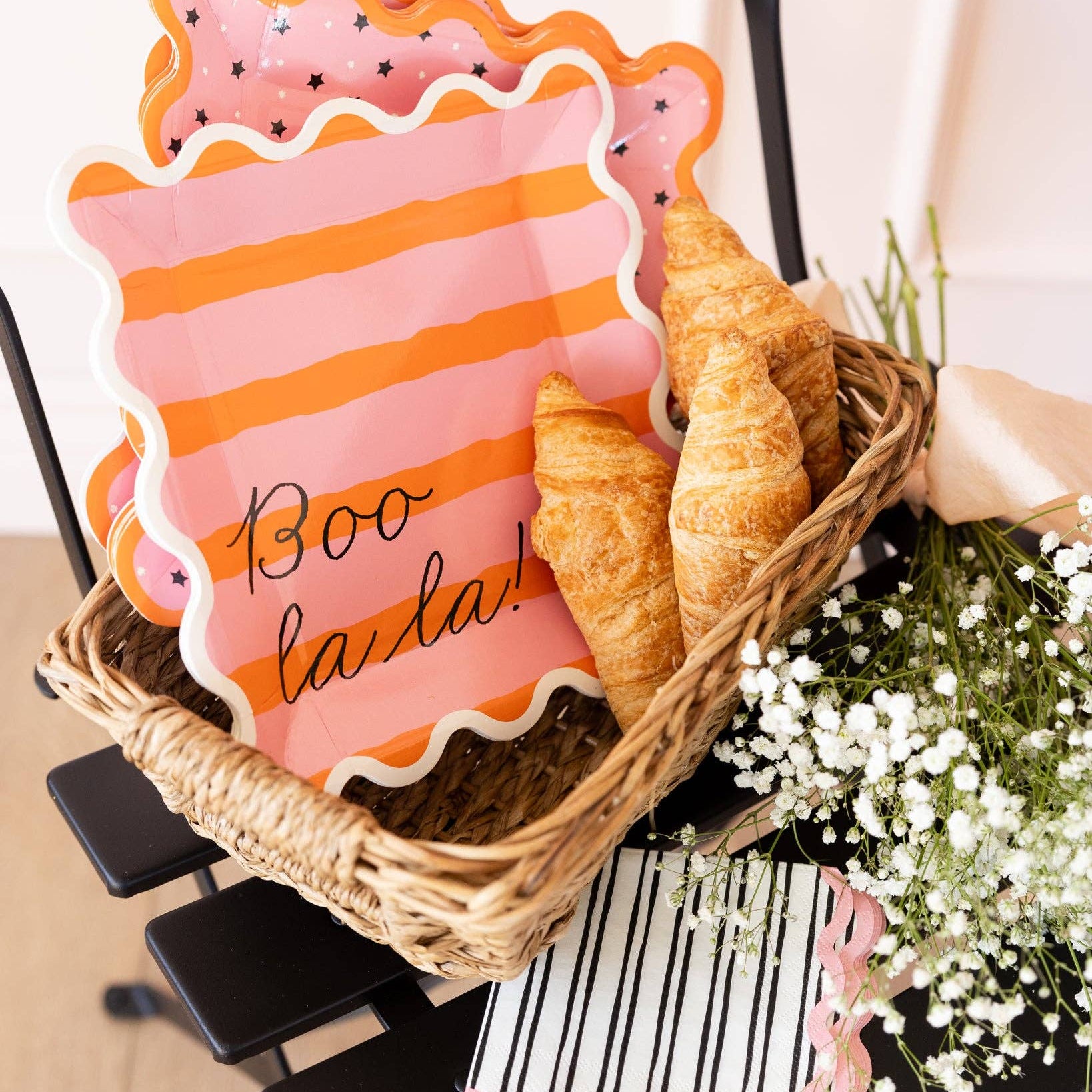 Pink & Orange Boo La La Paper Plate