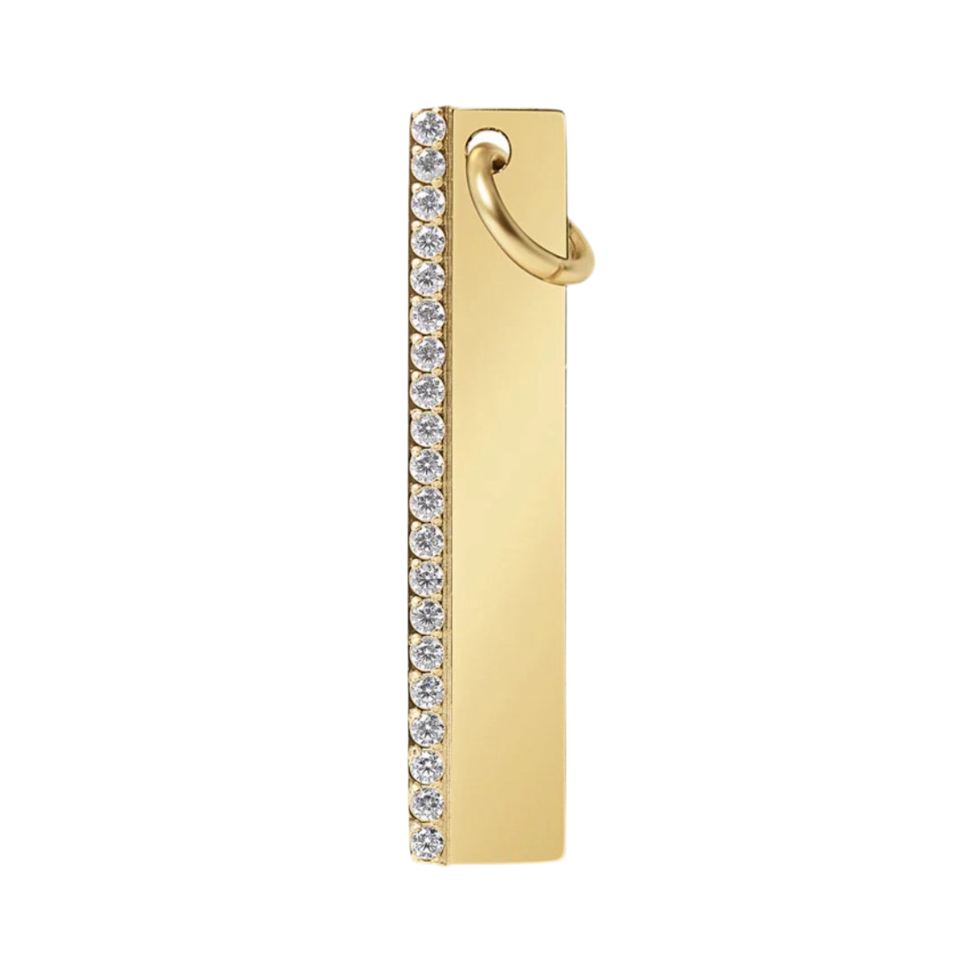 Gold Pave Vertical Charm Engraving