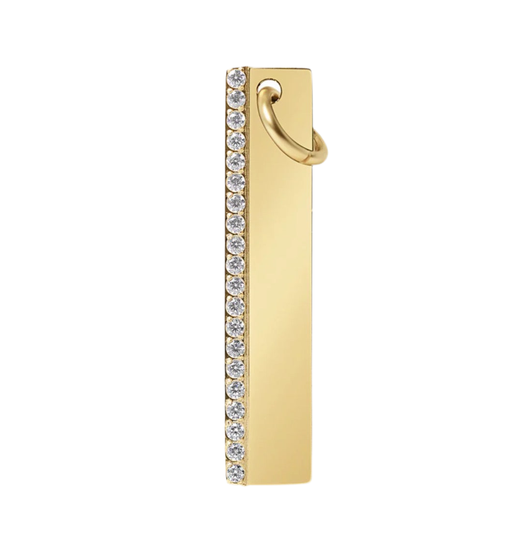 Gold Pave Vertical Charm Engraving