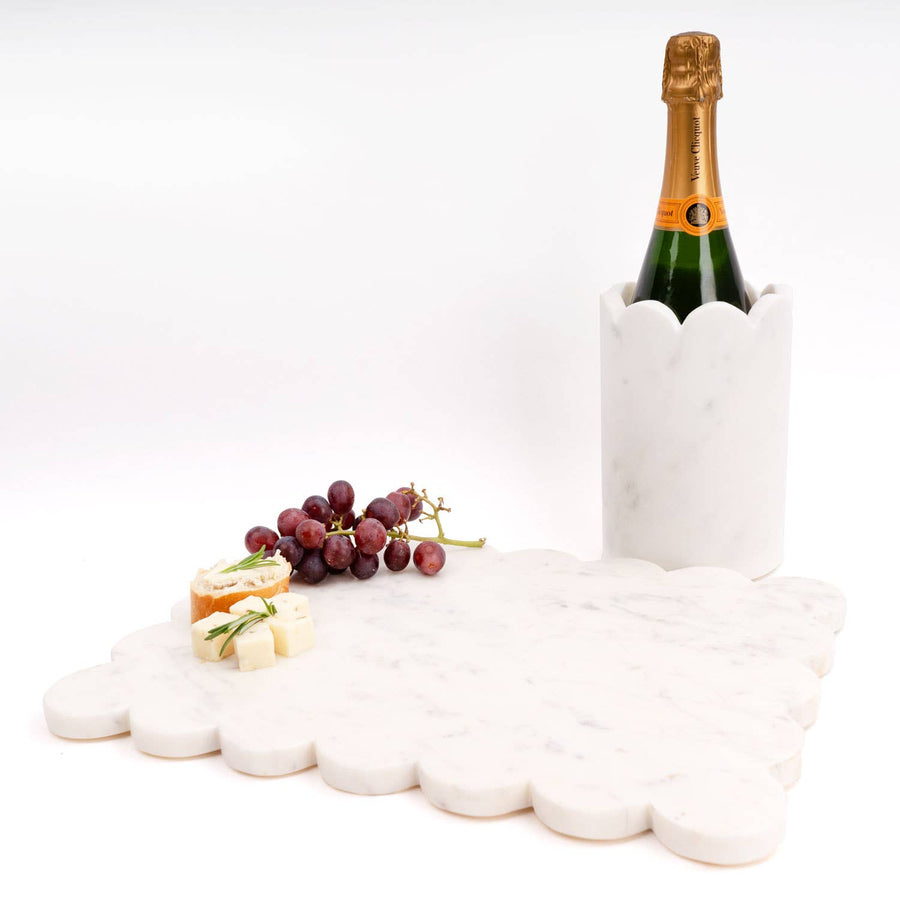 White Marble Scalloped Wine & Champagne Chiller