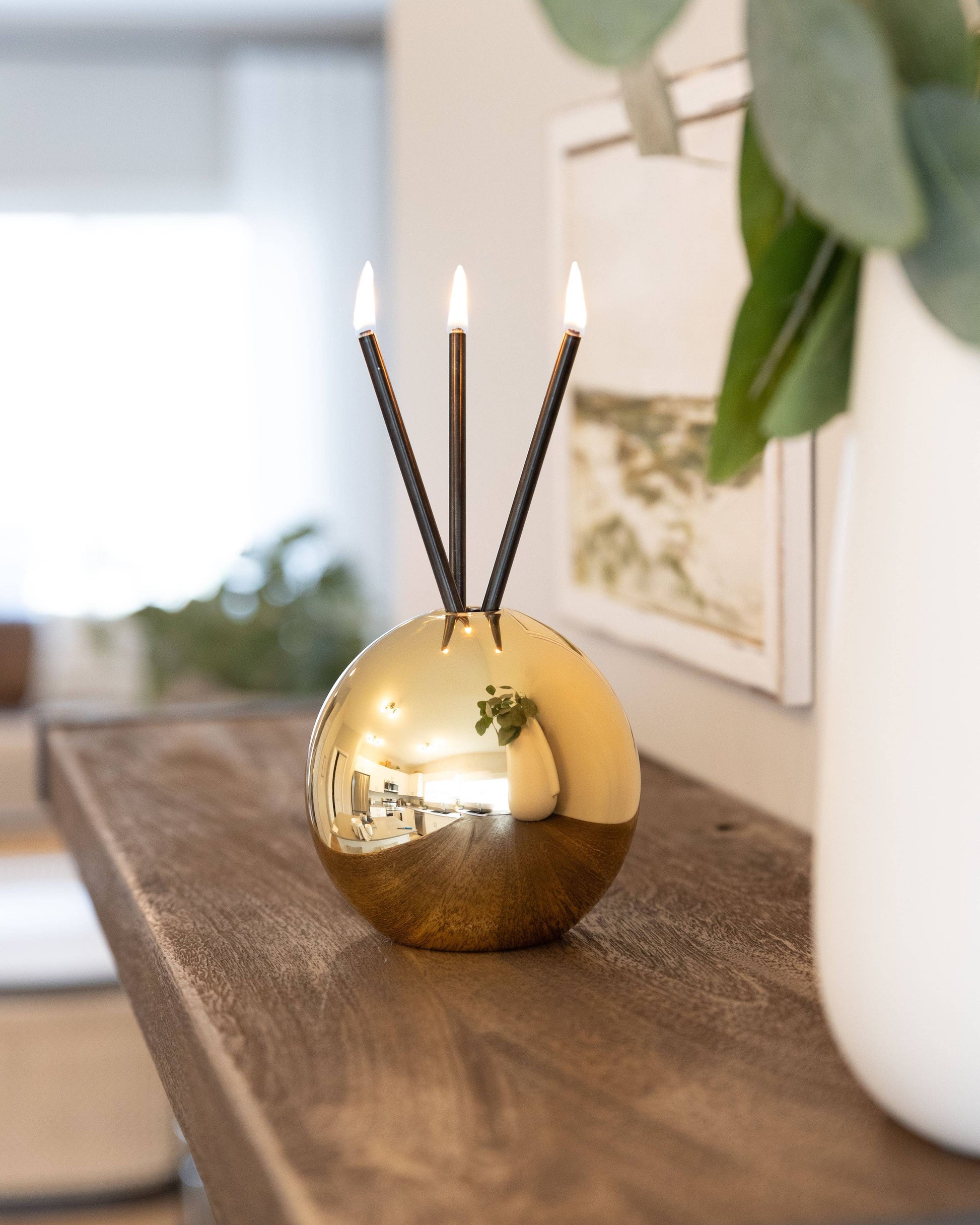 Neva Vase, Gold Metallic Candle Holder