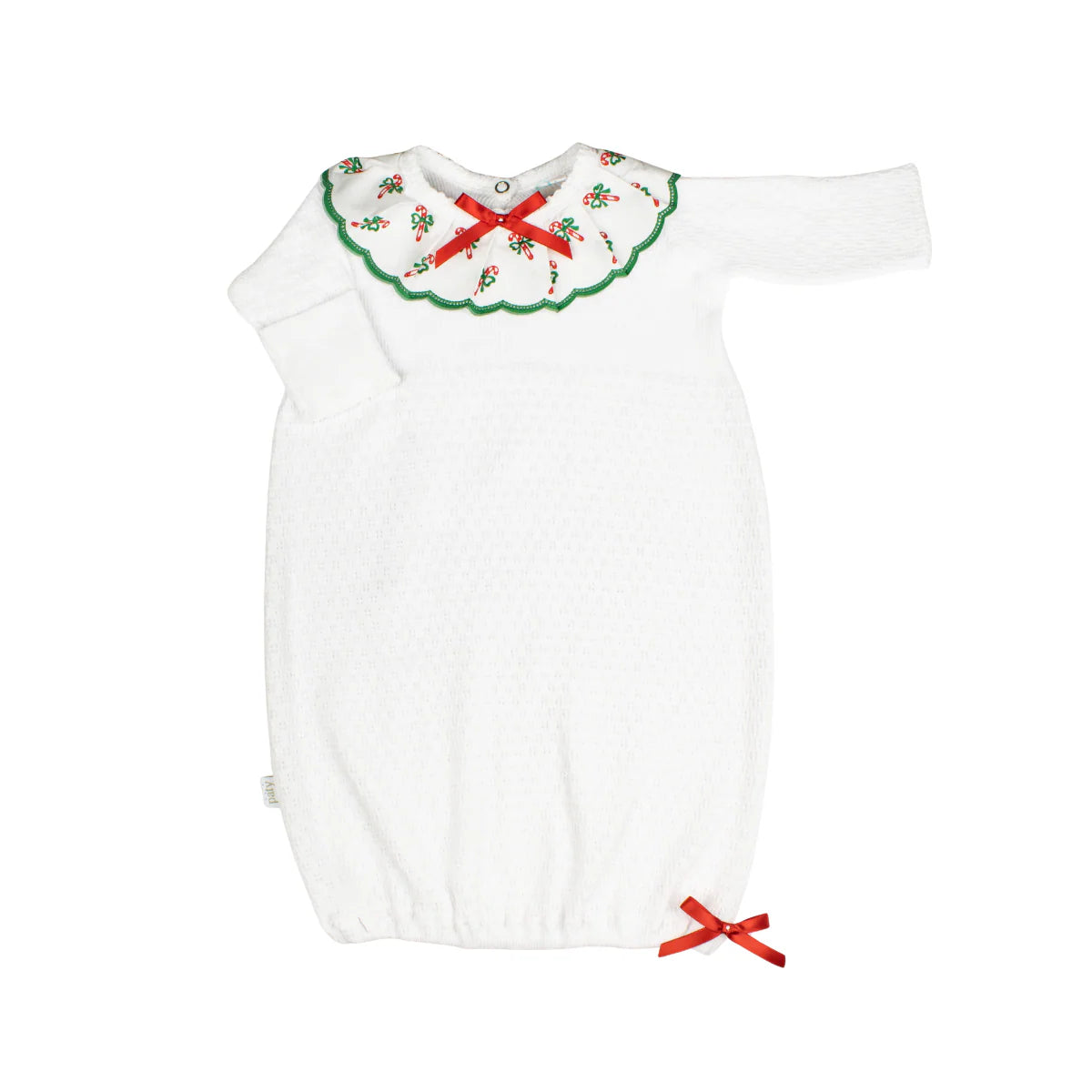 Paty Knit Gown with Swiss Candy Cane Trim