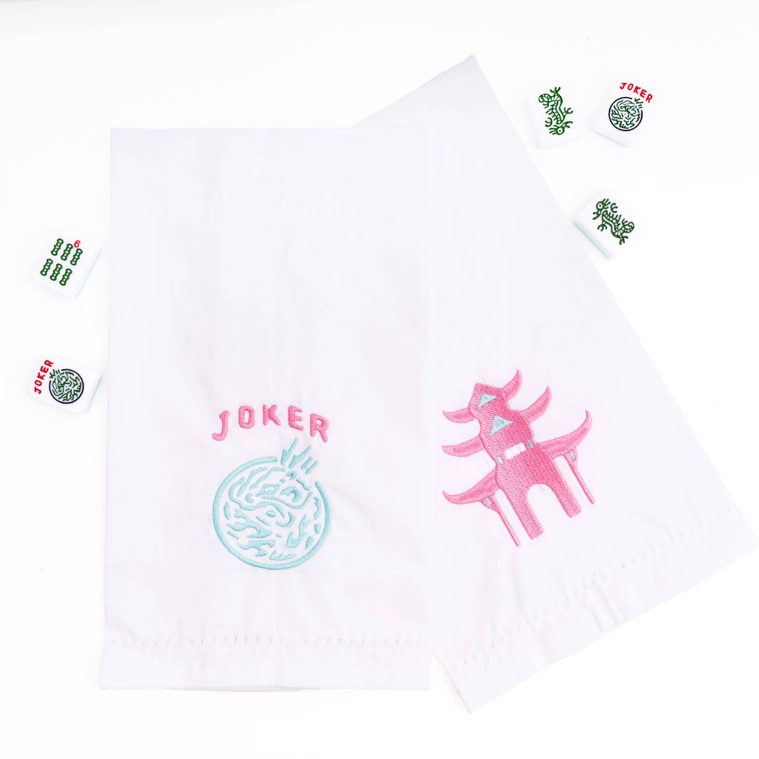 Mahjong Embroidered Bar Towel Set