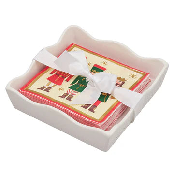 Ceramic Wave Napkin Tray Nutcracker Christmas