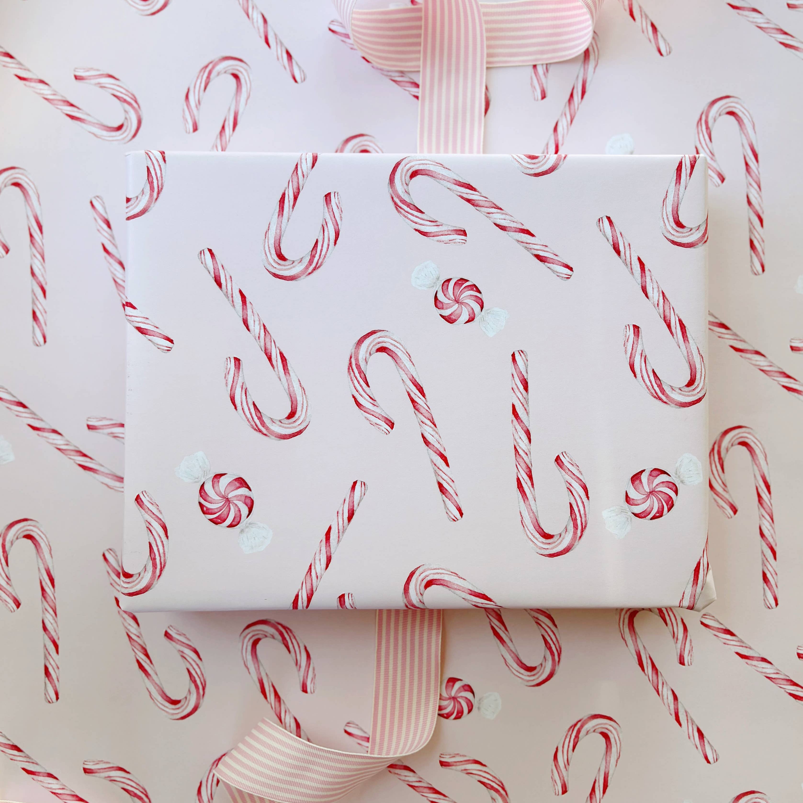Holiday Candy Cane Gift Wrap - 5 Sheets/Roll