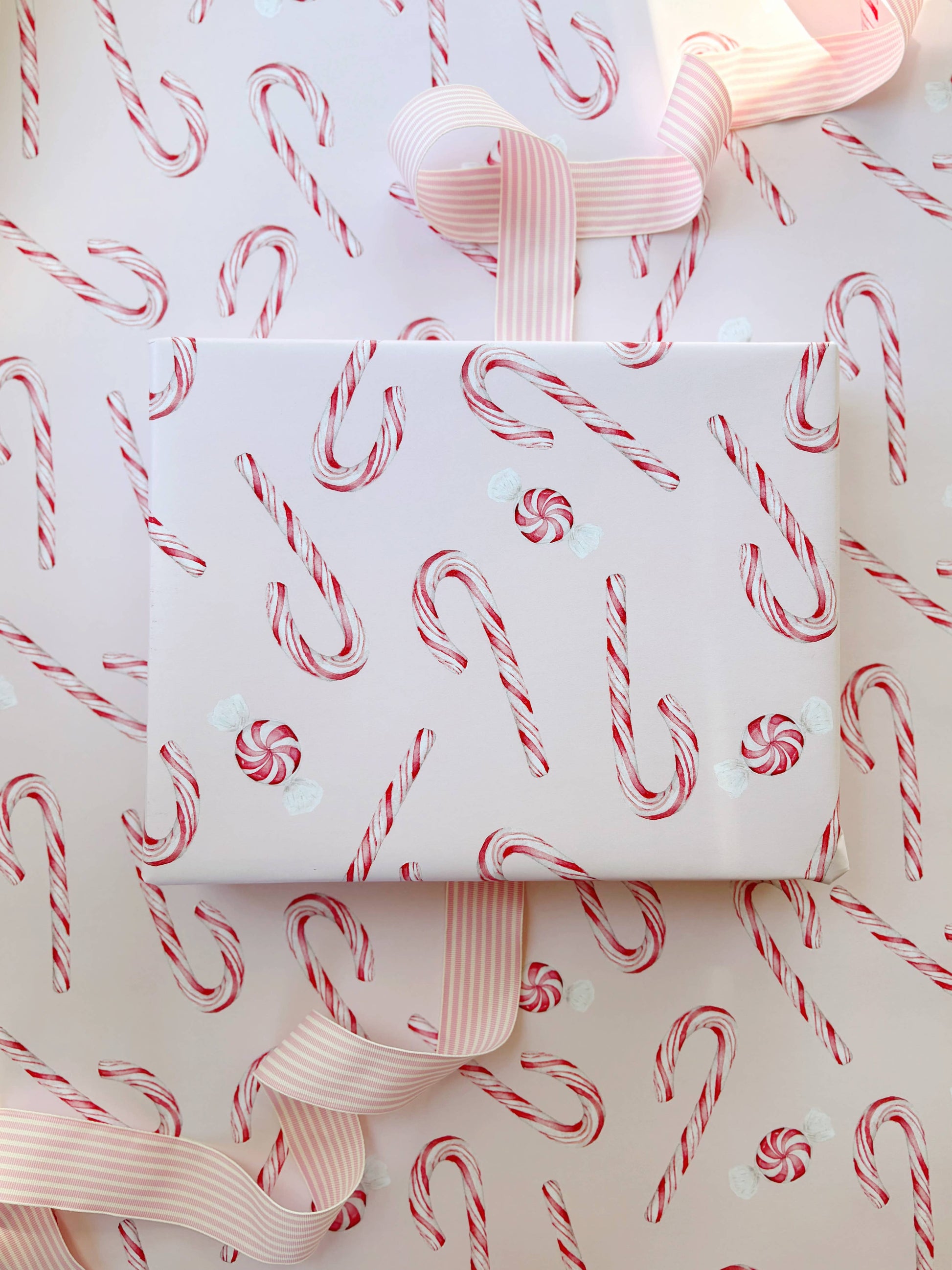 Holiday Candy Cane Gift Wrap - 5 Sheets/Roll