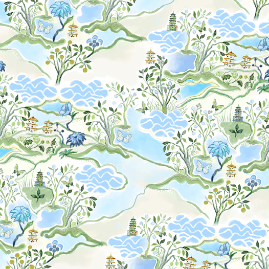 Scalloped Square Table Topper | Blue Pagoda