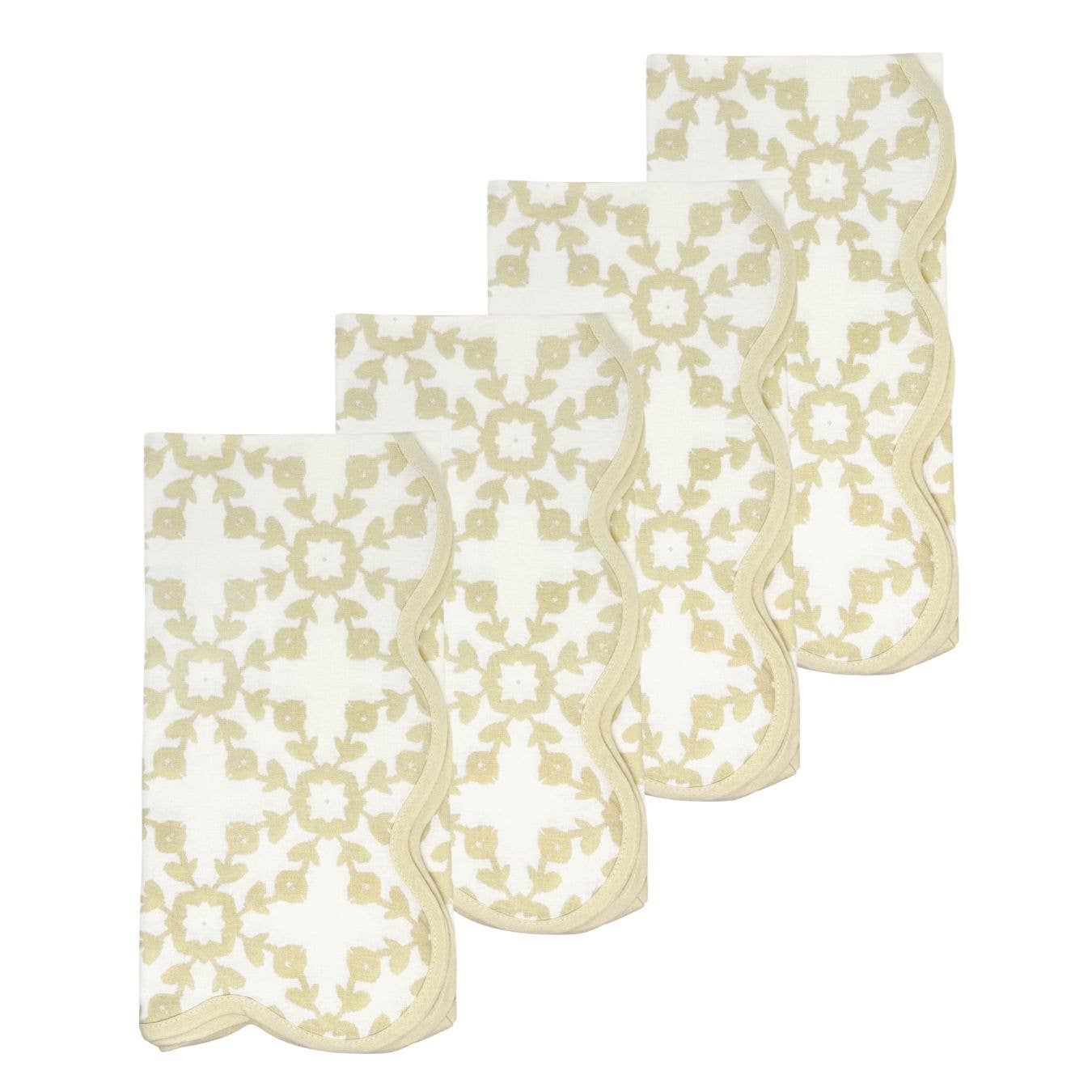 Highlands Beige Scalloped Dinner Napkins