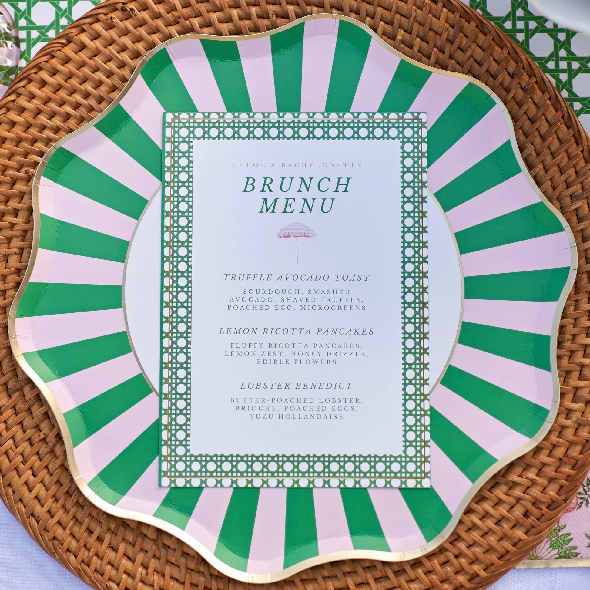 Palm Beach - Pink & Green Large Paper Plates