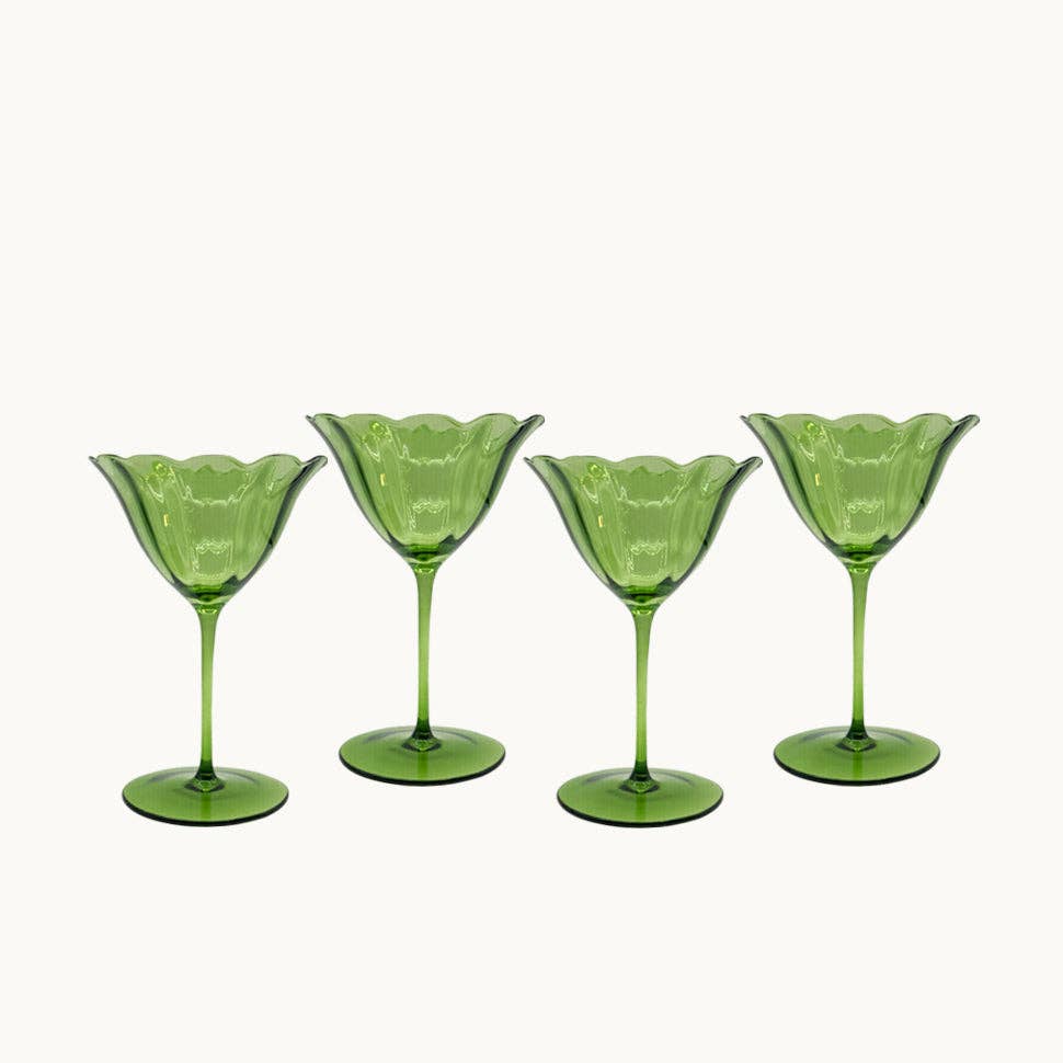 Lily green wine glass