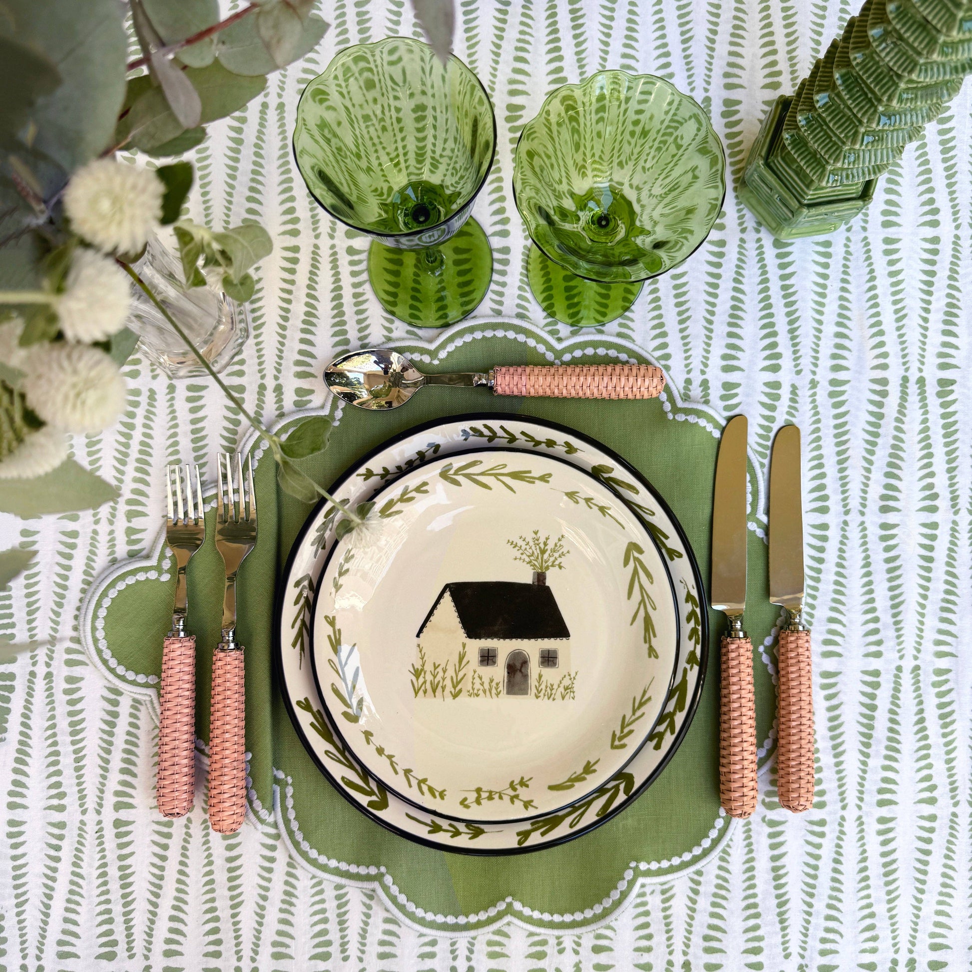 Lily green wine glass
