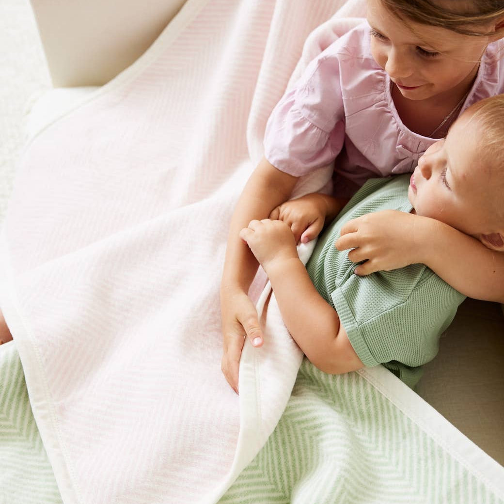 Harborview Herringbone Ballet Pink Mini Blanket