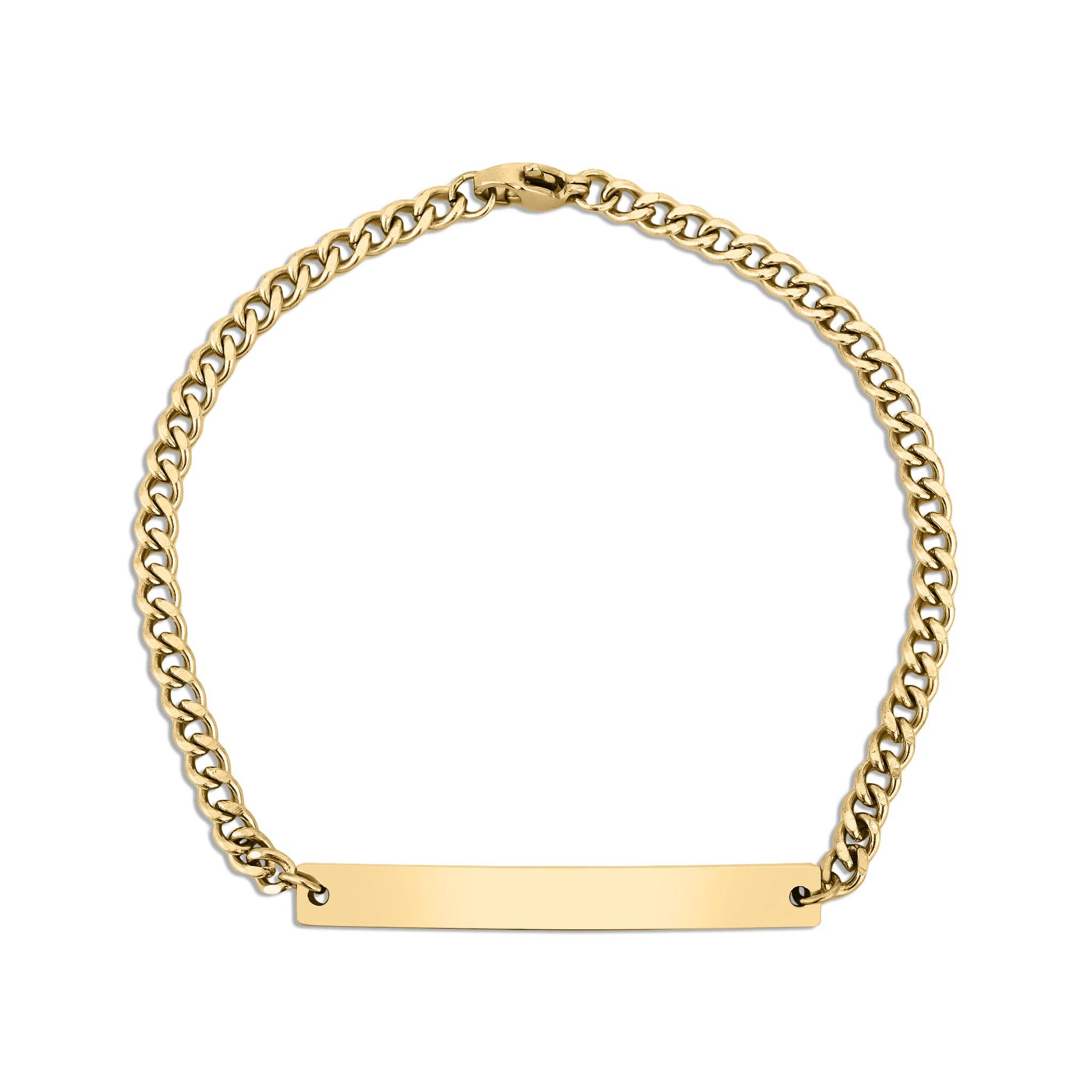 Stainless Steel PVD Curved Blank Bar Curb Chain Bracelet
