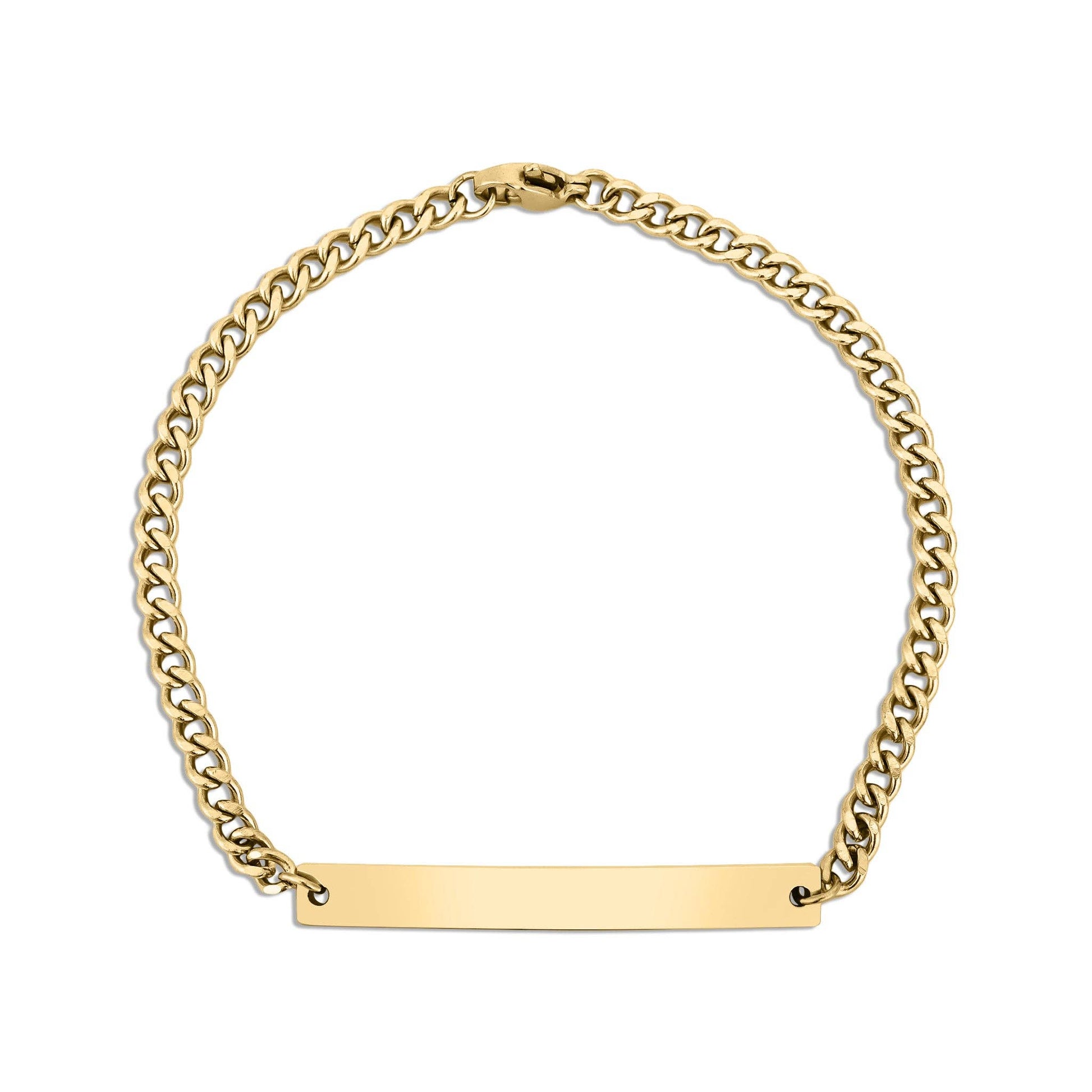 Stainless Steel PVD Curved Blank Bar Curb Chain Bracelet