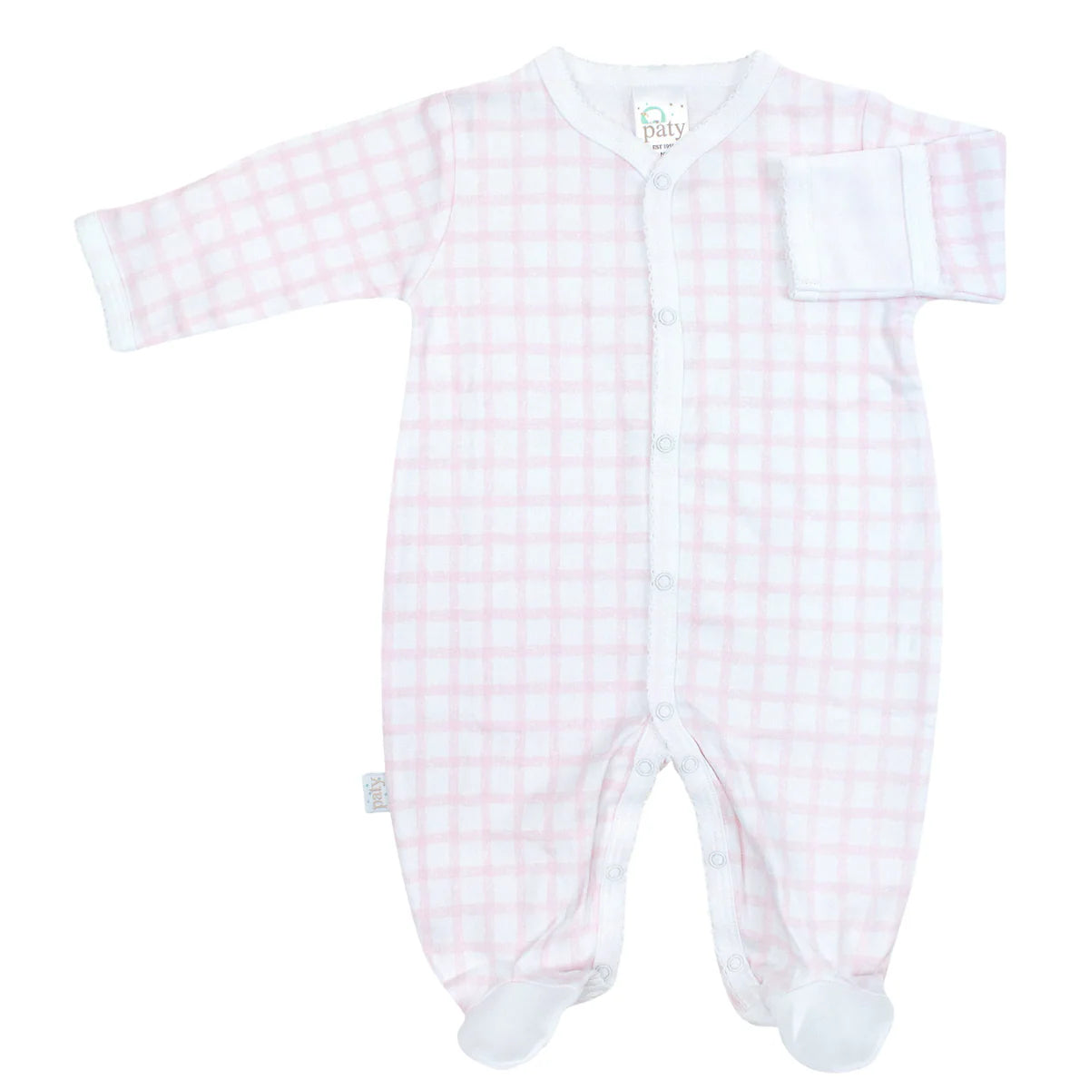 Pink Pima Gingham Footie
