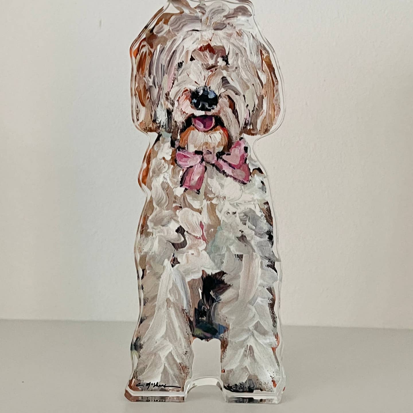 "Doodle Pink Bow" Acrylic Block