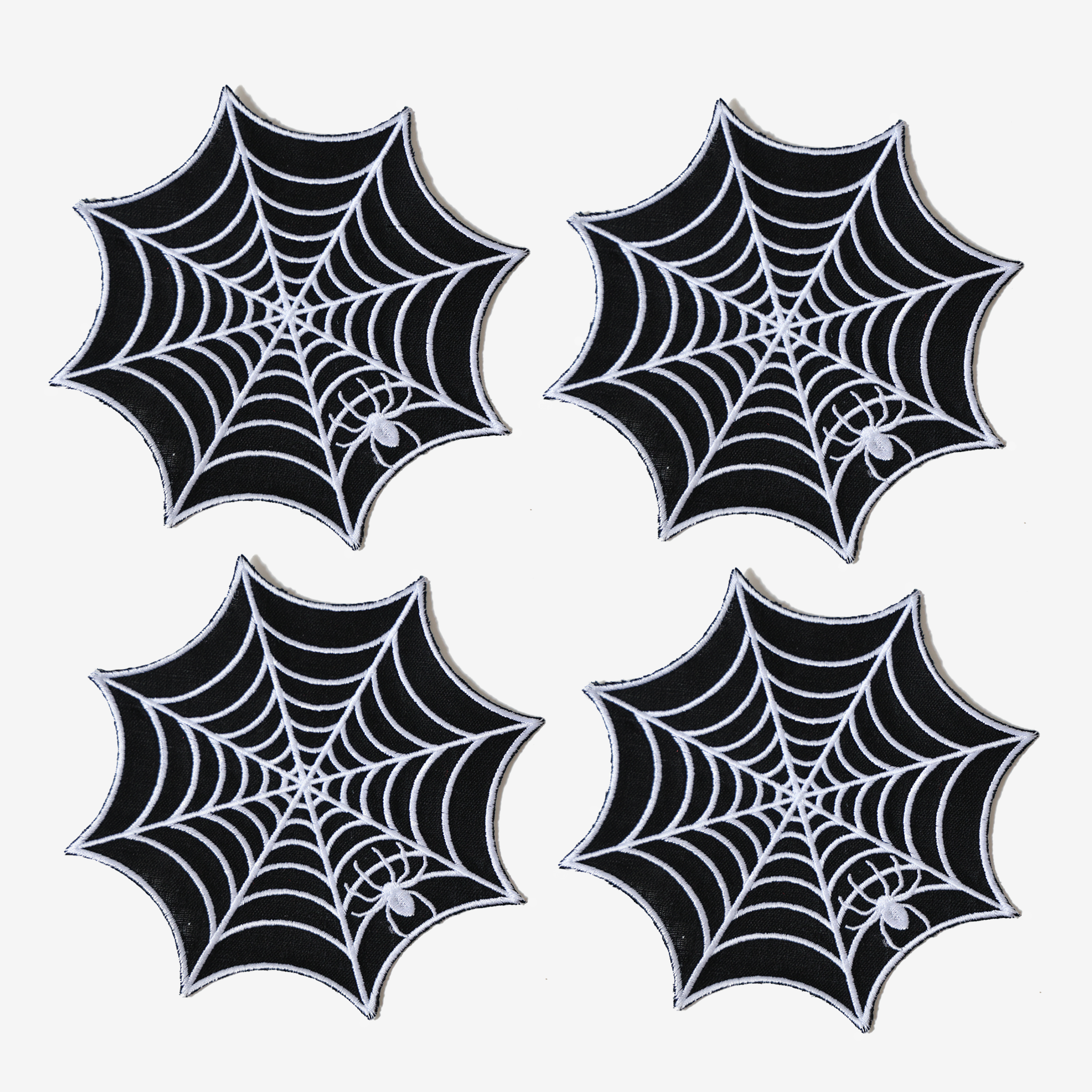 Halloween Spider Web Linen Cocktail Napkins - Set of 4
