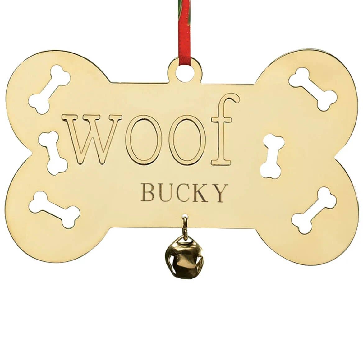 Woof Dog Bone Ornament with Bell