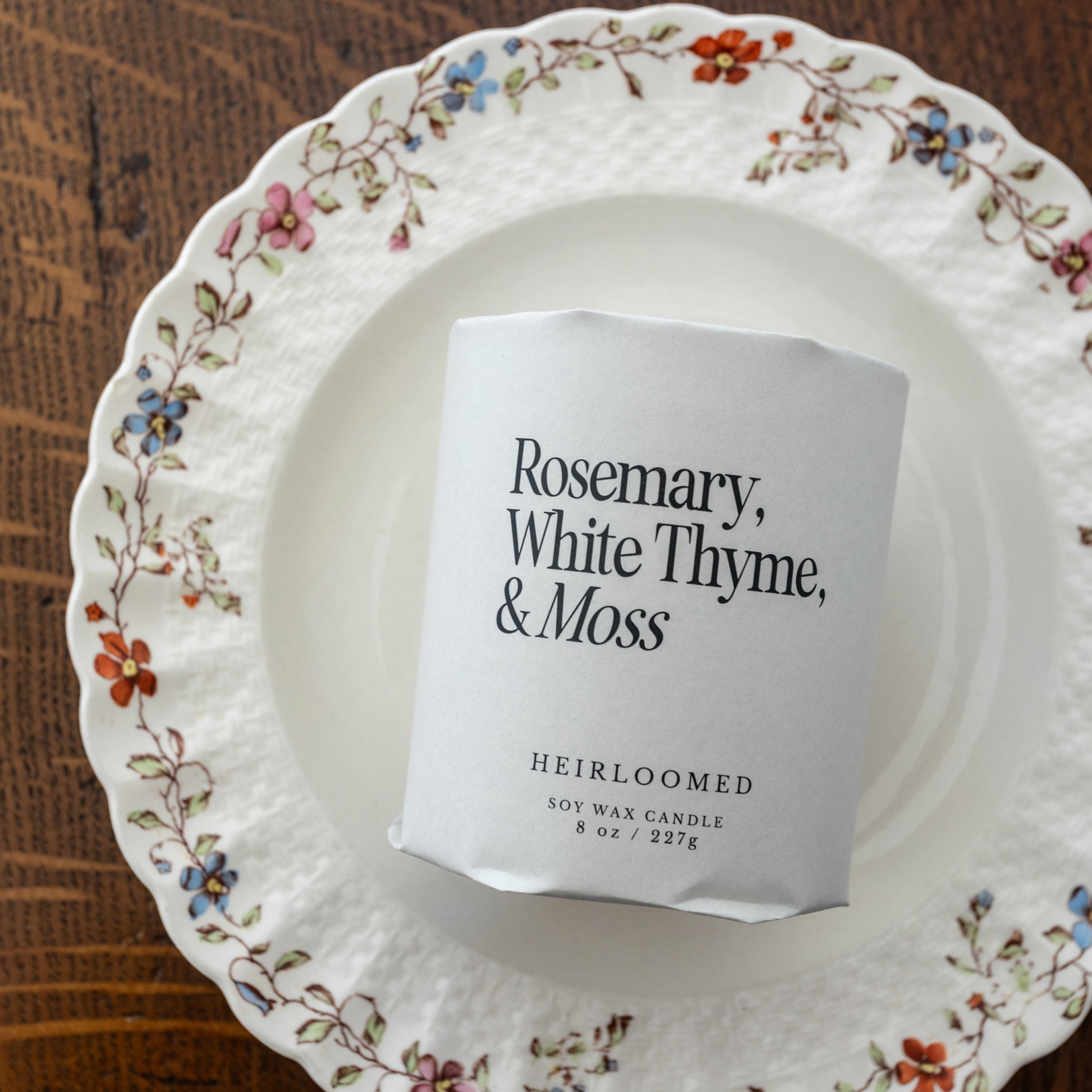 Heirloomed Candle - Rosemary, Thyme, Moss - 8 oz Soy Wax