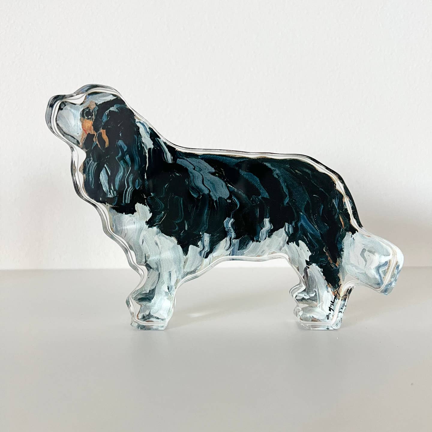 "Cavalier King Charles Black" Acrylic Block