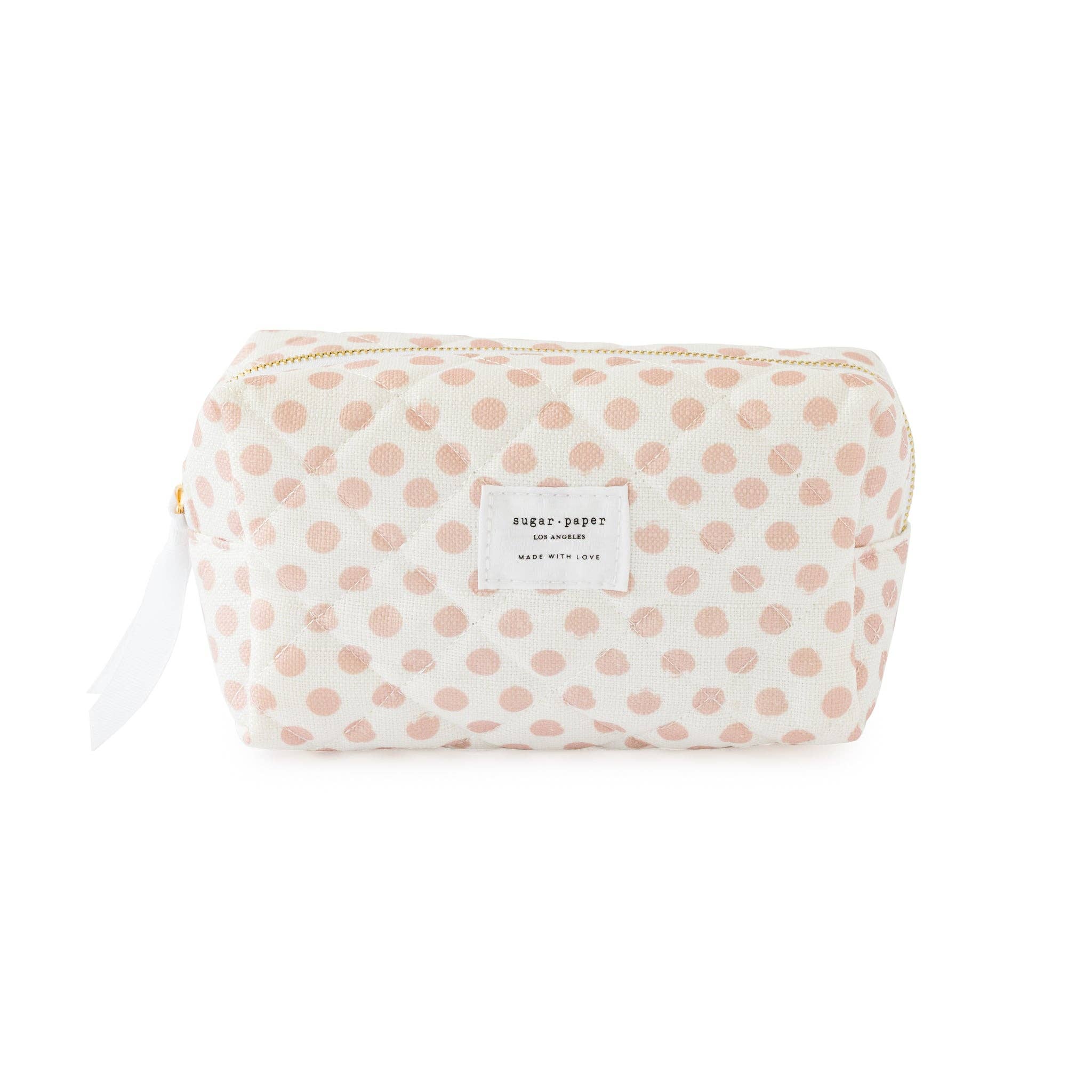 Small Cosmetic Pouch, Rose Polka Dot