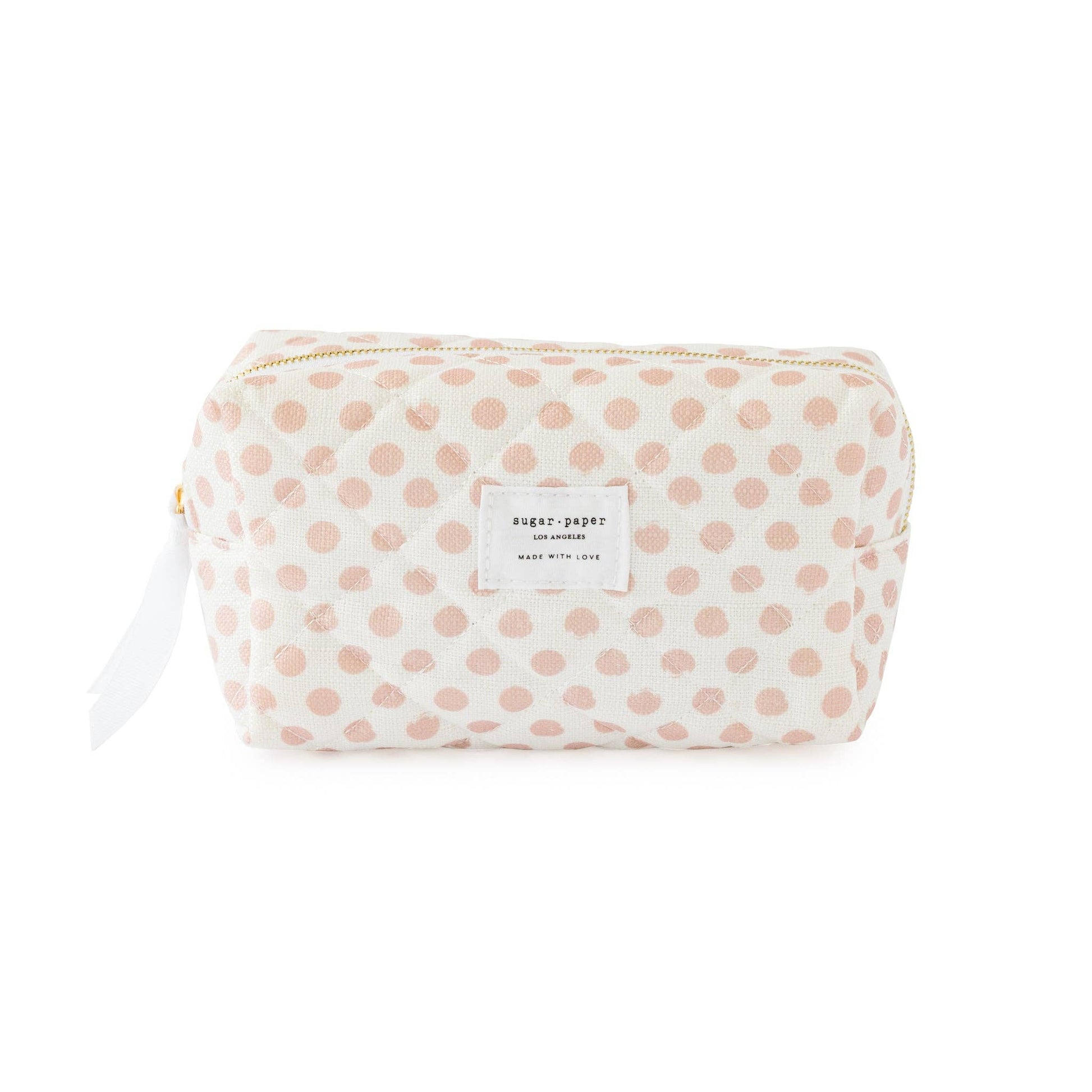 Small Cosmetic Pouch, Rose Polka Dot