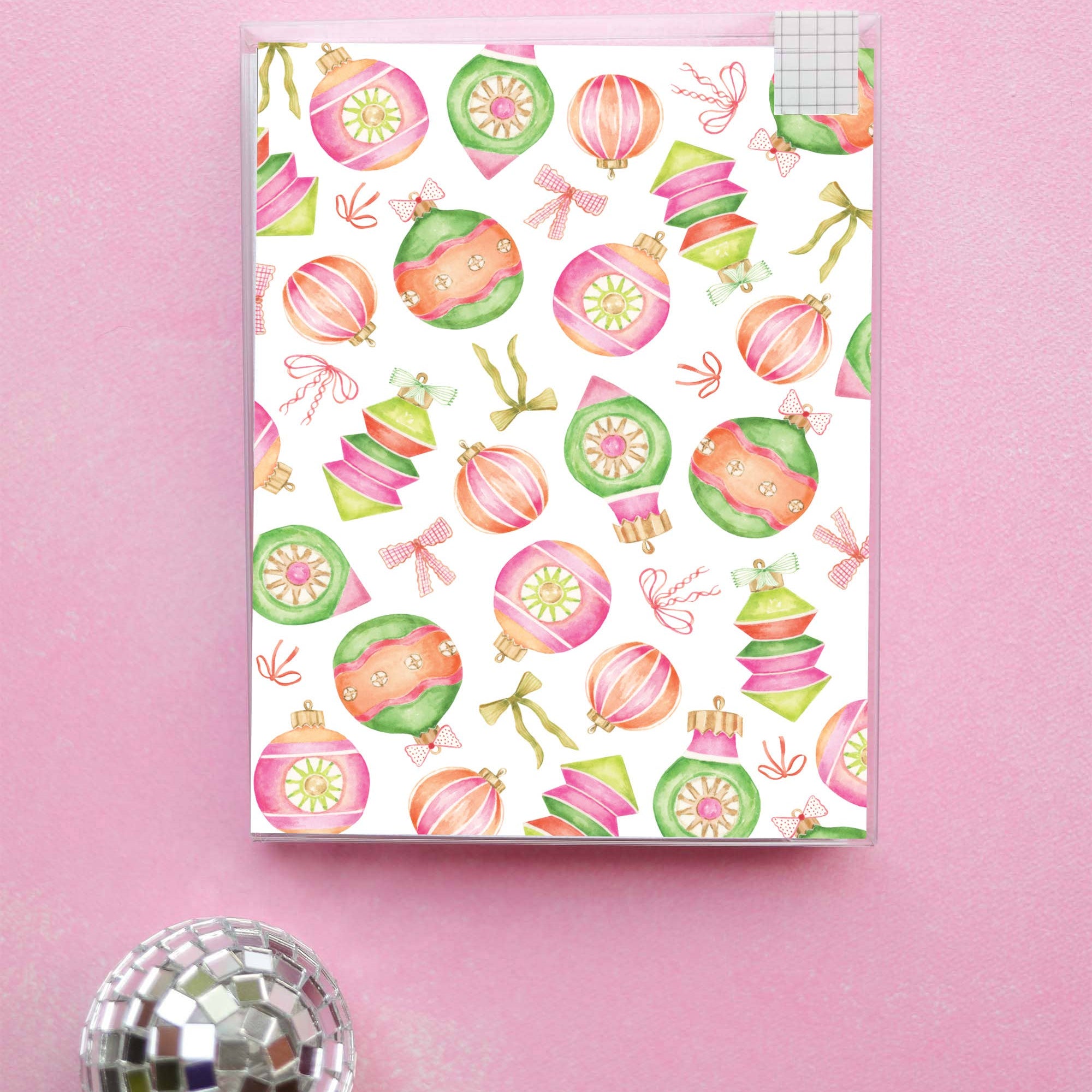 Mini holiday boxed set of cards, vintage ornaments