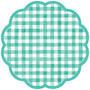 Teal Gingham Scalloped Paper Placemats | Set of 24