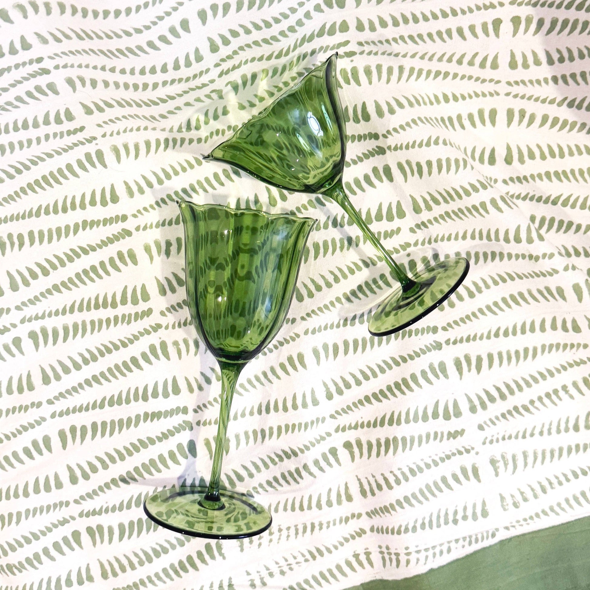 Lily green wine glass